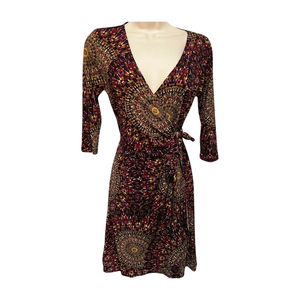 Ladies SOHO APPAREL LTD Kaleidoscope Wrap Dress- 4 Petite